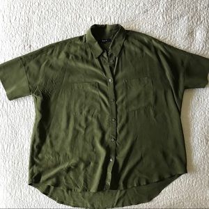 Madewell silk courier shirt green